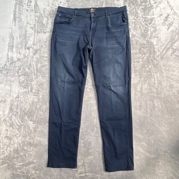 7 For All Mankind Slimmy Men's Jeans Size 38 Dark Blue Denim - Picture 1 of 7